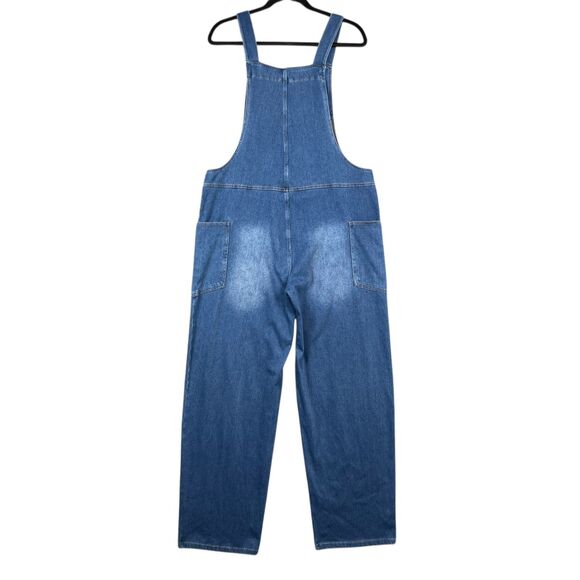 Halara Women’s Flex Denim Overalls Jumpsuit Size Medium Blue Washed Stretch NWT - Picture 4 of 10